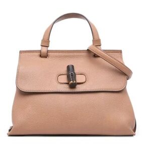 Gucci Tan Leather Satchel with Black Accent